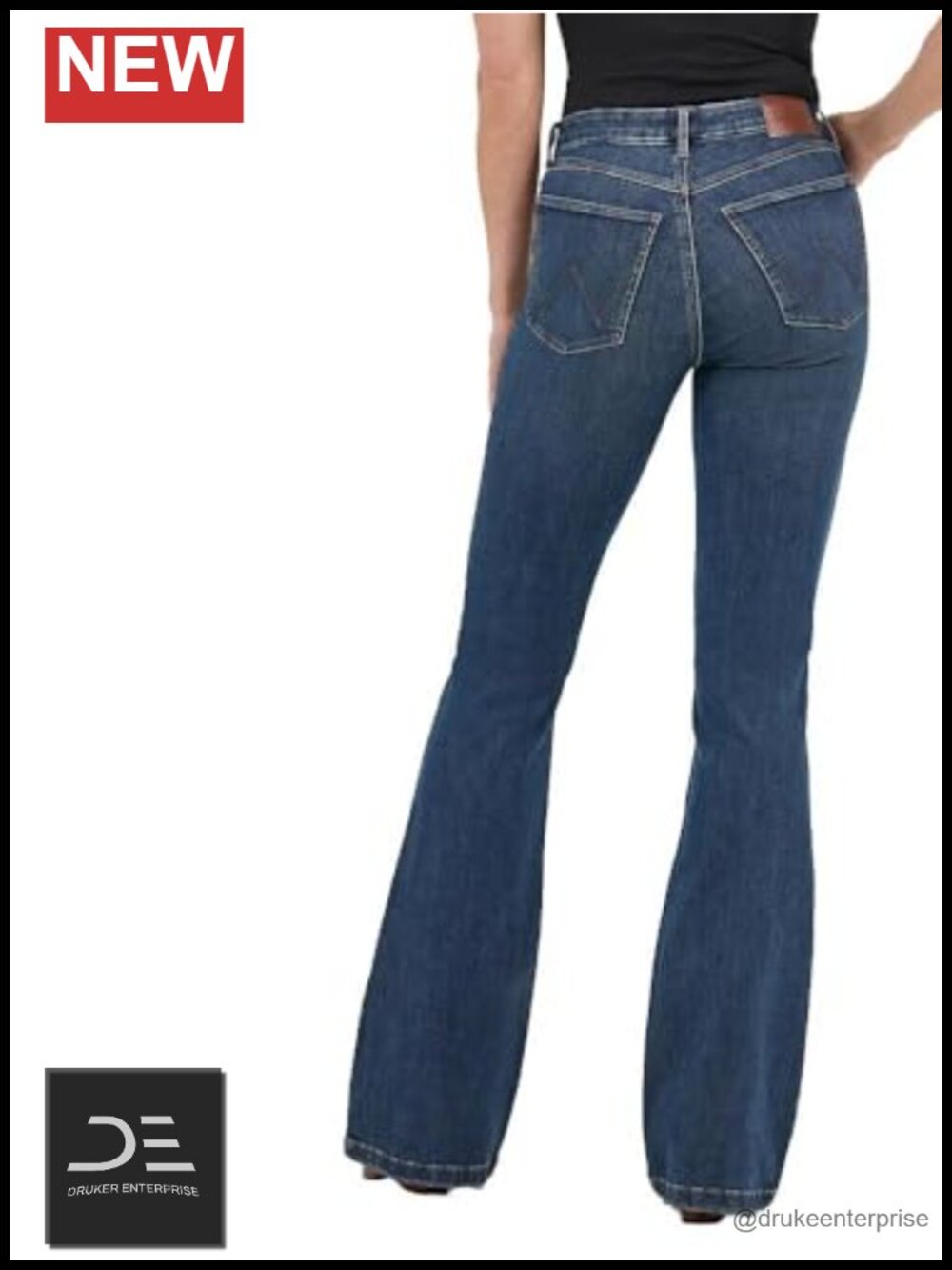 High-Rise Flare Jeans Cotton Stretchable Raw Hem